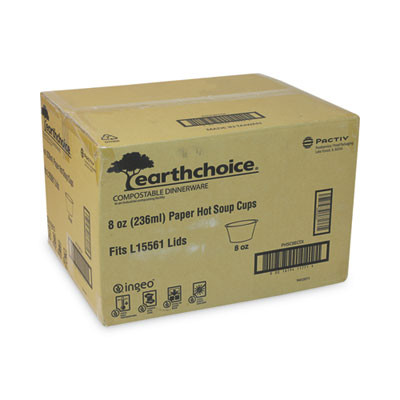 Earthchoice Compostable Soup Cup, Small, 8 Oz, 3 .8 x 3.3 x 2.1, Brown, Paper, 500/Carton