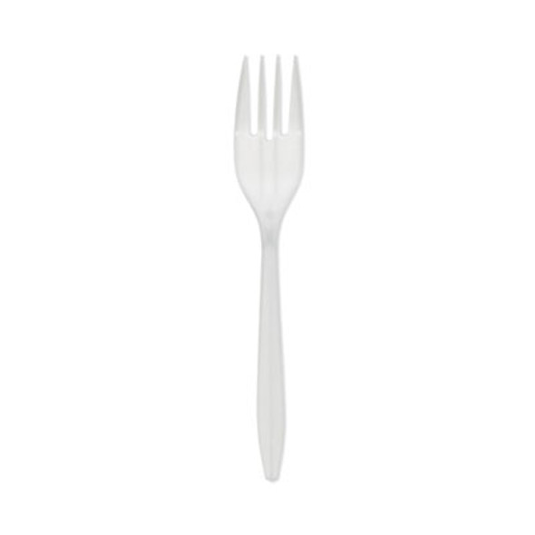 Fieldware Cutlery, Mediumweight Fork, Plastic, White, 1,000/Carton