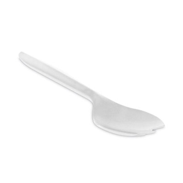 Fieldware Cutlery, Mediumweight Spork, Plastic, White, 1,000/Carton