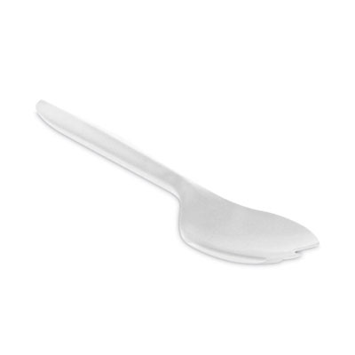 Fieldware Cutlery, Mediumweight Spork, Plastic, White, 1,000/Carton