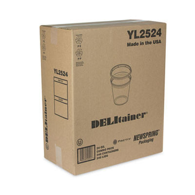 Newspring Delitainer Microwavable Container, 24 Oz, 4.7 x 4.7 x 4.4, Clear, Plastic, 240/Carton