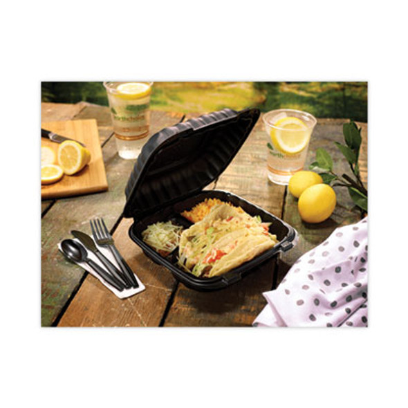 Meadoware Cutlery, Medium Heavyweight Soup Spoon, Plastic, Black, 1,000/Carton