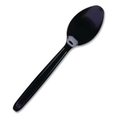 Cutlery For Cutlerease Dispensing System, Mediumweight Spoon, Plastic, Black, 960/Box