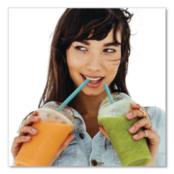 Marine Biodegradable Straws, 7.75", Pha, Ocean Blue, Wrapped, 375/Bx, 10 Boxes/Carton