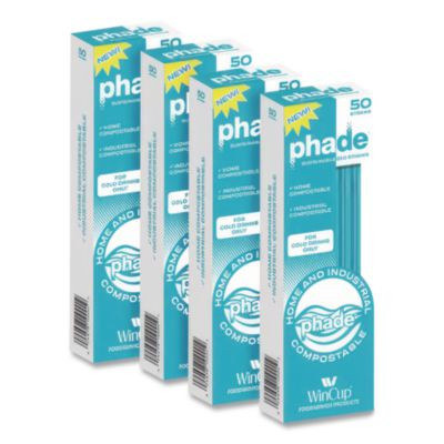 Marine Biodegradable Straws, 8.5", Pha, Ocean Blue, Wrapped, 300/Box, 4 Boxes/Carton