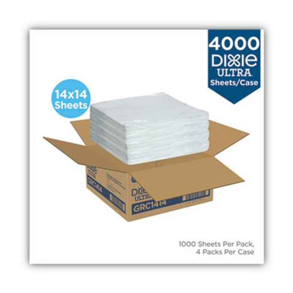 All-Purpose Food Wrap, Dry Wax Paper, 14 x 14, White, 1,000 Sheets/Pack, 4 Packs/Carton
