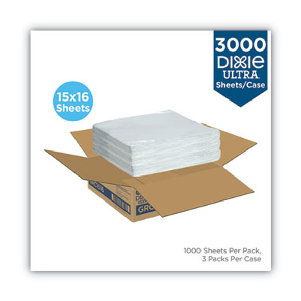 All-Purpose Food Wrap, Dry Wax Paper, 15 x 16, White, 1,000 Sheets/Pack, 3 Packs/Carton