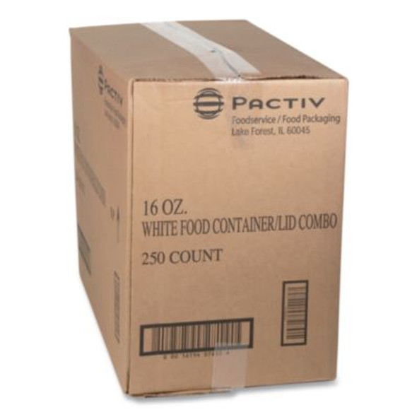 Paper Round Food Container And Lid Combo, 16 Oz, 3.75" Diameter x 3.88" h, White, 250/Carton