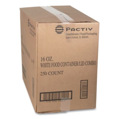 Paper Round Food Container And Lid Combo, 16 Oz, 38" Diameter x 3.9" h, White, 250/Carton