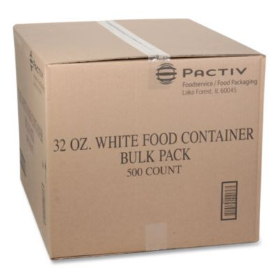 Paper Round Food Container, 32 Oz, 4.5" Diameter x 5.1" h, White, 500/Carton