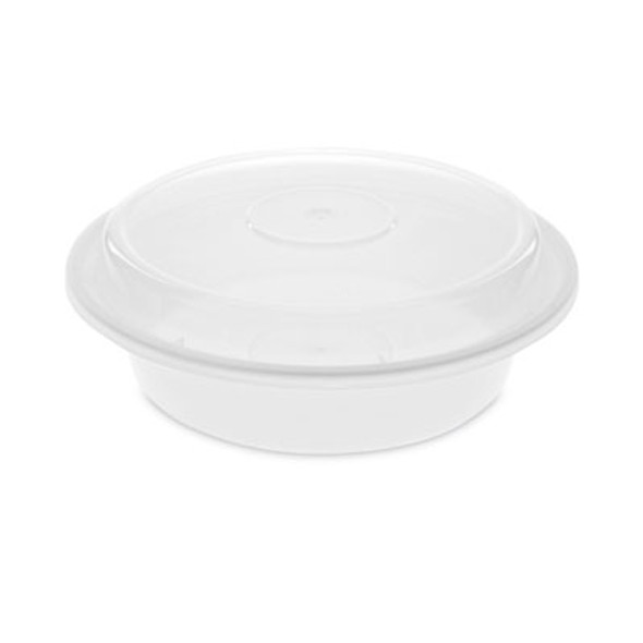 Newspring Versatainer Microwavable Containers, 24 Oz, 7 x 7 x 2.38, White/Clear, Plastic, 150/Carton
