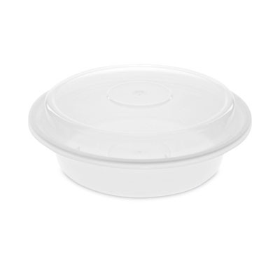 Newspring Versatainer Microwavable Containers, 24 Oz, 7 x 7 x 2.3, White/Clear, Plastic, 150/Carton