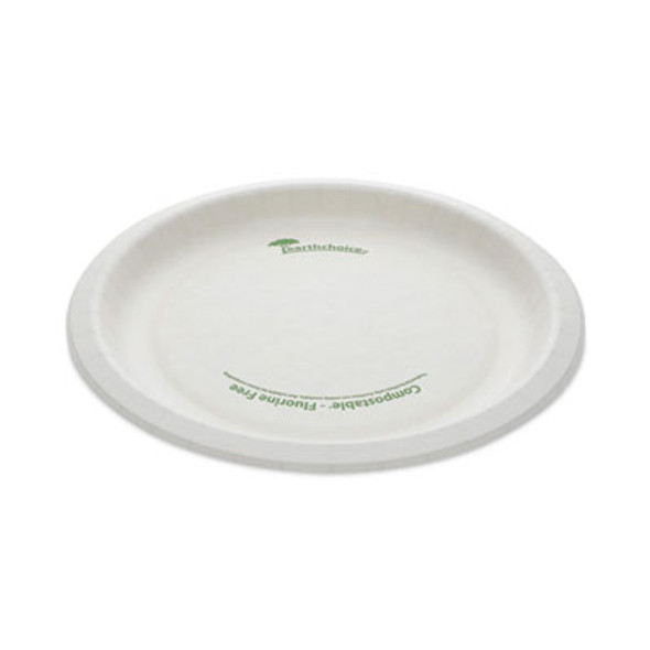 Earthchoice Pressware Compostable Dinnerware, Plate, Paper, 9" Dia, White, 450/Carton