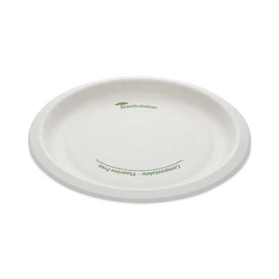 Earthchoice Pressware Compostable Dinnerware, Plate, Paper, 9" Dia, White, 450/Carton