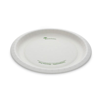 Earthchoice Pressware Compostable Dinnerware, Plate, Paper, 10" Dia, White, 300/Carton