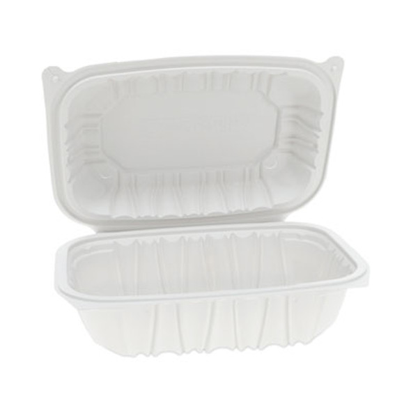 Earthchoice Vented Microwavable Mfpp Hinged Lid Container, 9 x 6 x 3.1, White, Plastic, 170/Carton