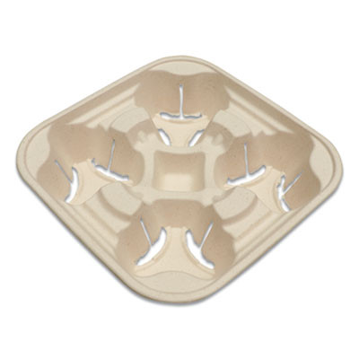Fiber Cup Carriers, 8 Oz To 22 Oz, Four Cups, Natural, 600/Carton
