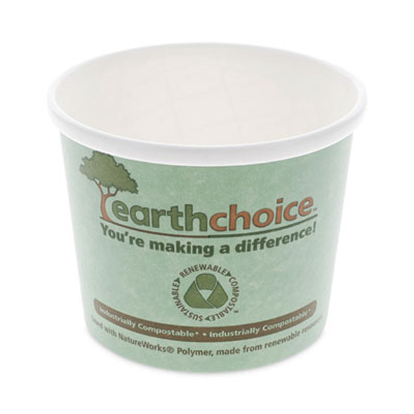 Earthchoice Compostable Soup Cup, Medium, 12 Oz, 3.63" Diameter x 3.63" h, Teal, Paper, 500/Carton