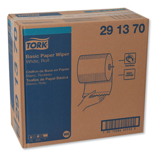 Basic Paper Wiper Roll Towel, 1-Ply, 7.68" x 1,150 Ft, White, 4 Rolls/Carton