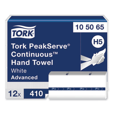 Peakserve Continuous Hand Towel, 1-Ply, 7.91 x 8.85, White, 410 Wipes/Pack, 12 Packs/Carton