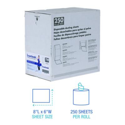 Trapeze Disposable Dusting Sheets, 8" X 125 Ft, White, 250 Sheets/Roll,