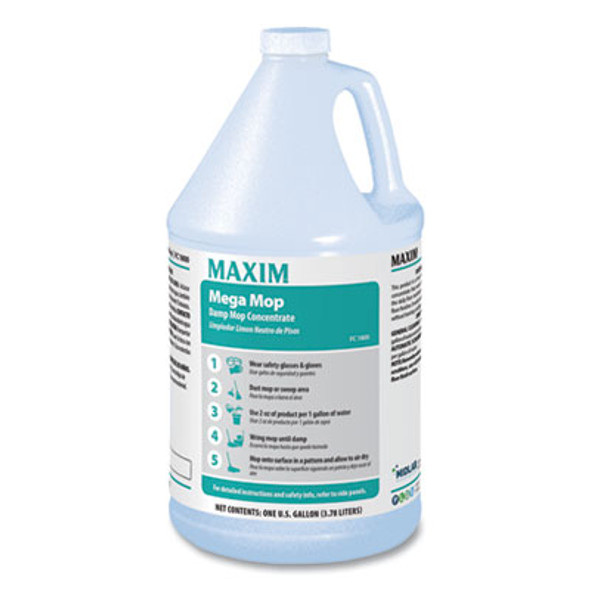 Mega Mop Damp Mop Concentrate, Lemon Scent, 1 Gal Bottle, 4/Carton