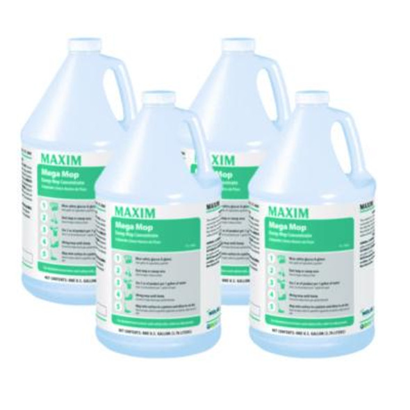 Mega Mop Damp Mop Concentrate, Lemon Scent, 1 Gal Bottle, 4/Carton