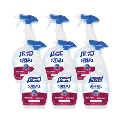 Foodservice Surface Sanitizer, Fragrance-Free, 32 Oz Capped Bottle With Spray Trigger Included In Carton, 6/Carton