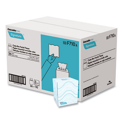 Signature Facial Tissue, Cube Box, 2-Ply, White, 90 Sheets/Box, 36 Boxes/Carton