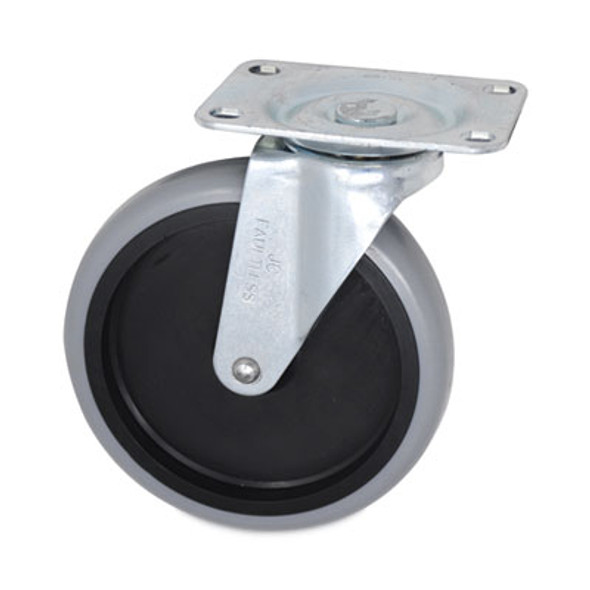 Replacement Bayonet-Stem Swivel Casters, Swivel Mount Plate, 5" Soft Rubber Wheel, Black
