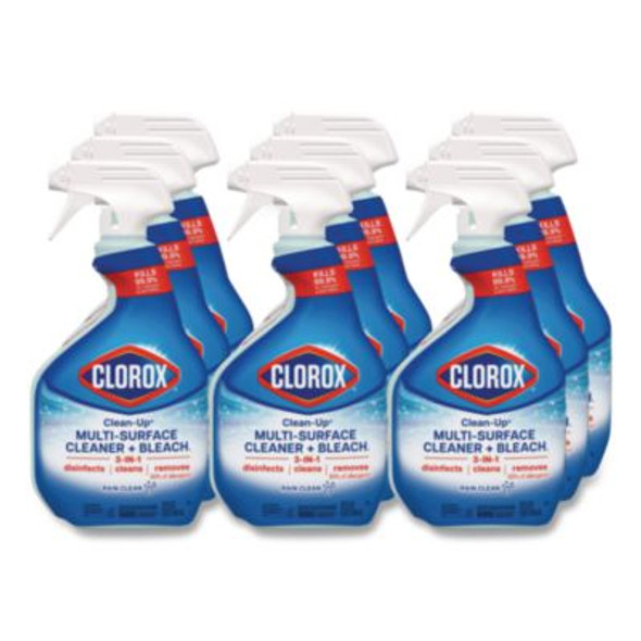 Clean-Up Multi-Surface Cleaner With Bleach, 32 Oz Spray Bottle, Rain Clean Scent, 9/Carton