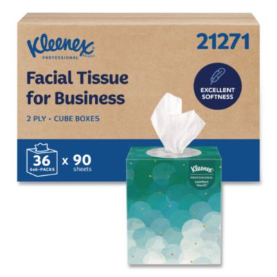 Professional Facial Tissue, Pop-Up Box, 2-Ply, 90 Sheets/Box, 6 Boxes/Pack