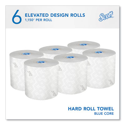 Pro Hard Roll Paper Towels With Elevated Scott Design For Scott Pro Dispenser, Blue Core Only, 1-Ply, 1,150 Ft, 6 Rolls/Ct