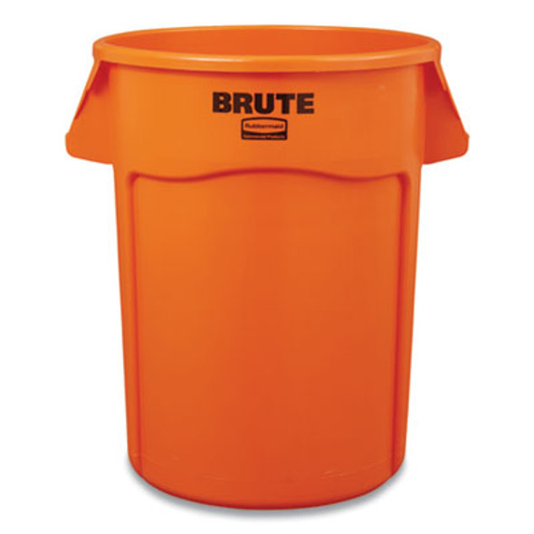 Brute Round Container, 44 Gal, Plastic, Orange