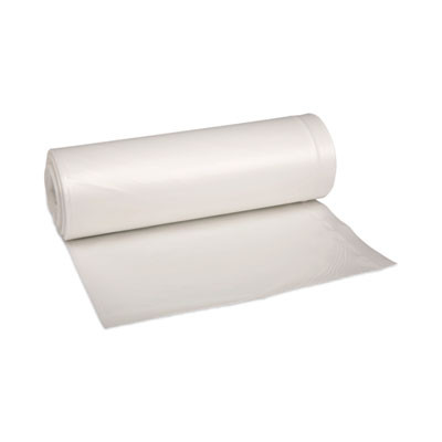 Low-Density Waste Can Liners, 33 Gal, 0.6 Mil, 33" x 39", White, Perforated Roll, 25 Bags/Roll, 6 Rolls/Carton