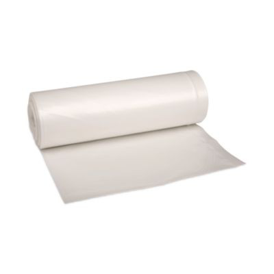 Low-Density Waste Can Liners, 33 Gal, 0.6 Mil, 33" x 39", White, Perforated Roll, 25 Bags/Roll, 6 Rolls/Carton