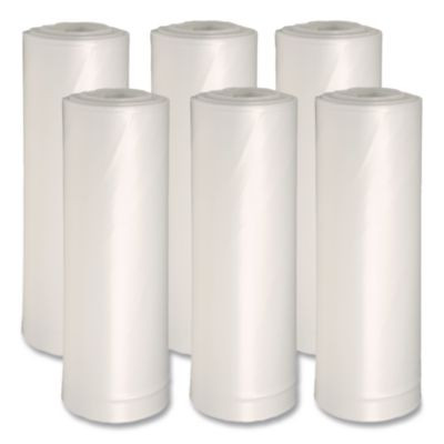 Low-Density Waste Can Liners, 33 Gal, 0.6 Mil, 33" x 39", White, Perforated Roll, 25 Bags/Roll, 6 Rolls/Carton