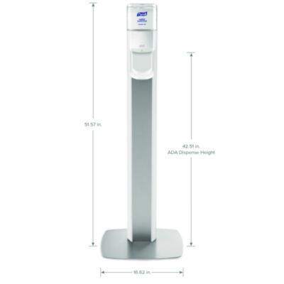 Messenger Es8 Silver Panel Floor Stand With Dispenser, 1,200 Ml, 16.75 X 6 X 40, Silver/White