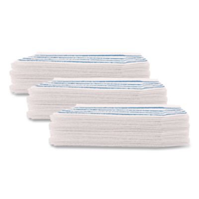 Disposable Microfiber Pad, 4.75 x 19, White/Blue Stripe, 50/Pack, 3 Packs/Carton