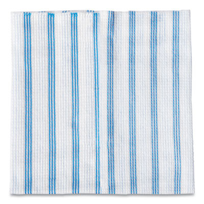 Disposable Microfiber Cleaning Cloths, 12 x 12, White/Blue Stripe, 600/Carton