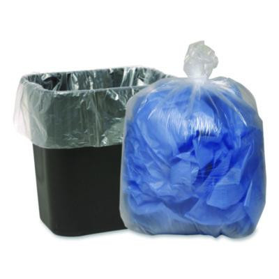 Linear Low Density Clear Recycled Can Liners, 23 Gal, 1 Mil, 28.5" x 43", Clear, 150/Carton
