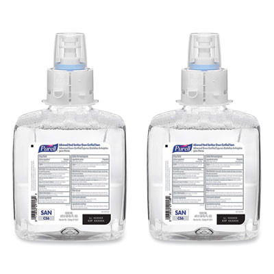 Advanced Hand Sanitizer Green Certified Foam Refill, For Cs6 Dispensers, 1,200 Ml, Fragrance-Free, 2/Carton