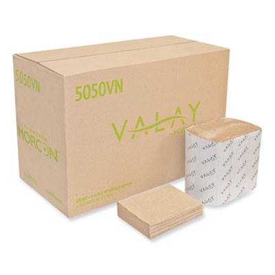 Valay Interfolded Napkins, 1-Ply, 6.3 X 8.85, Kraft, 6,000/Carton