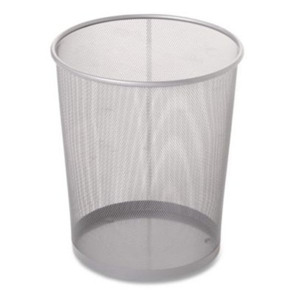 Steel Mesh Wastebasket, 5 Gal, Steel Mesh,  Silver