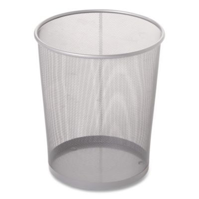 Steel Mesh Wastebasket, 5 Gal, Steel Mesh,  Silver