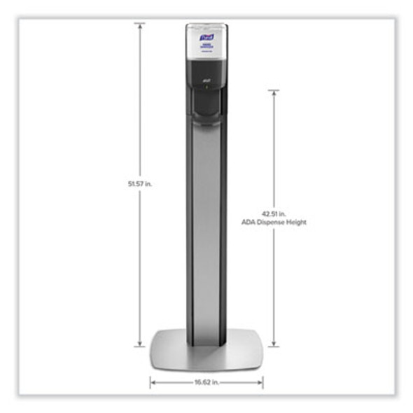 Messenger Es6 Graphite Panel Floor Stand With Dispenser, 1,200 Ml, 16.75 X 6 X 40, Graphite/Silver
