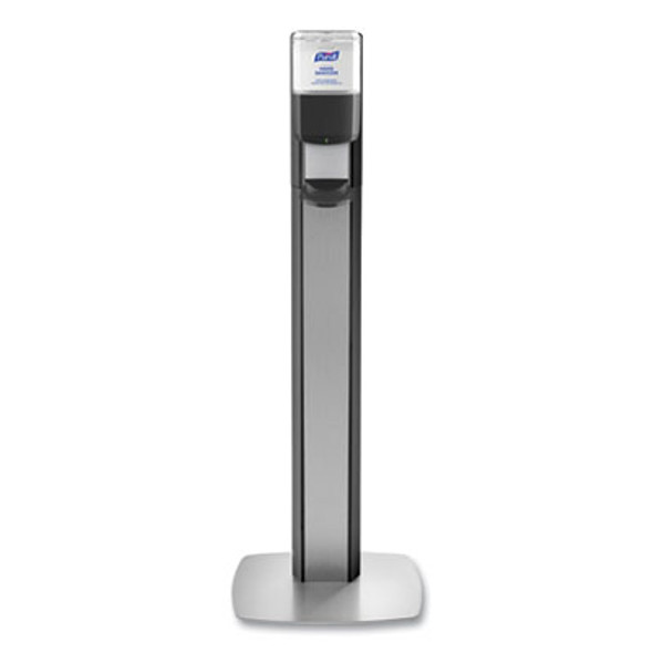 Messenger Es6 Graphite Panel Floor Stand With Dispenser, 1,200 Ml, 16.75 X 6 X 40, Graphite/Silver