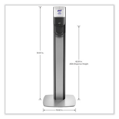 Messenger Es6 Graphite Panel Floor Stand With Dispenser, 1,200 Ml, 16.75 X 6 X 40, Graphite/Silver