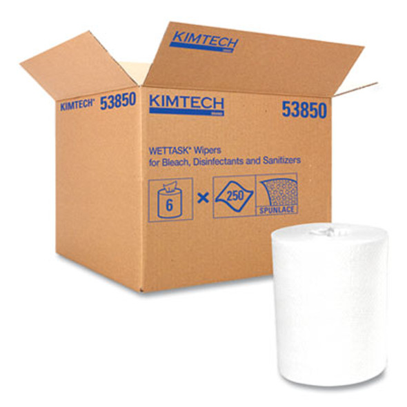 Power Clean Wipers For Disinfectants, Sanitizers And Solvents Wettask Customizable Wet Wiping System 250/Roll, 6 Roll/Carton