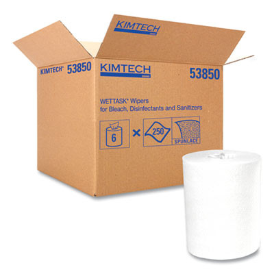 Power Clean Wipers For Disinfectants, Sanitizers And Solvents Wettask Customizable Wet Wiping System 250/Roll, 6 Roll/Carton